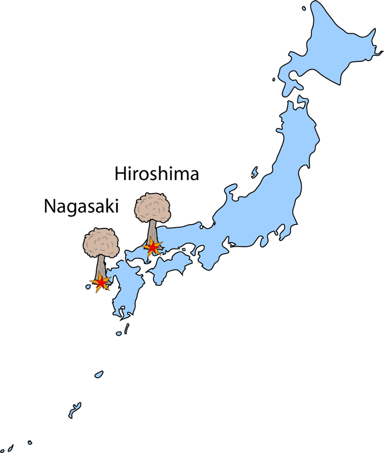 Locations where the atomic bombs were dropped
