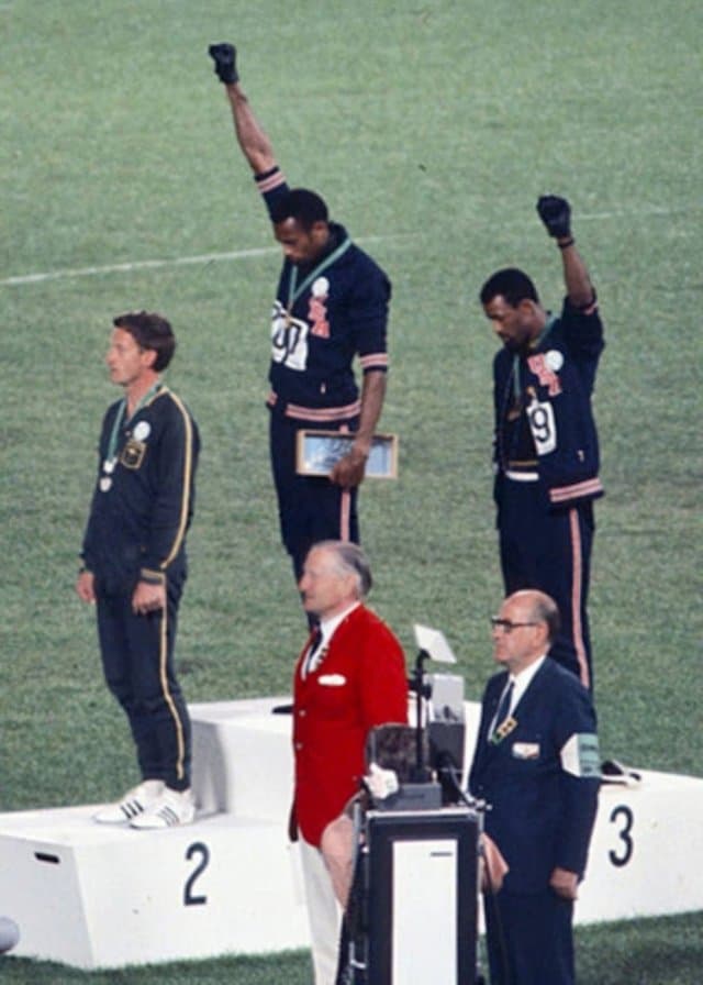 Tommie Smith and John Carlos Raise Clenched Fists During XIX Summer Olympics, 1968