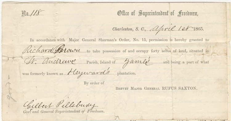 Land Order for Richard Brown, 1865