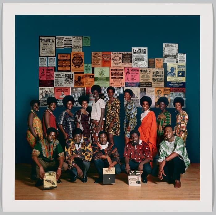 Naturally '68 Photo Shoot in the Apollo Theater Featuring Grandassa Models and AJASS Members in Dashikis, 1968