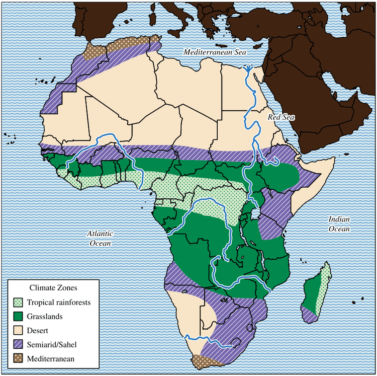Map Showing the Major Climate Regions of Africa